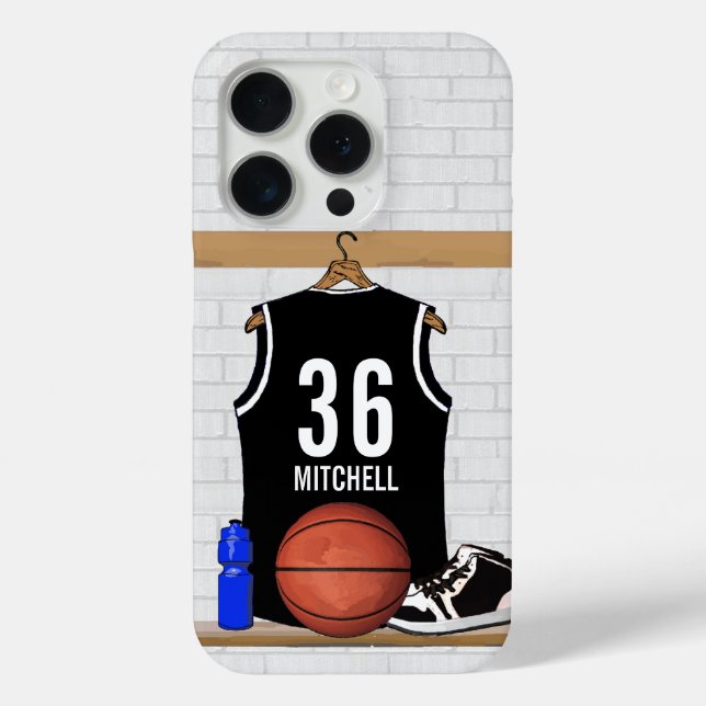Personalised Black and White Basketball Jersey Case-Mate iPhone Case (Back)