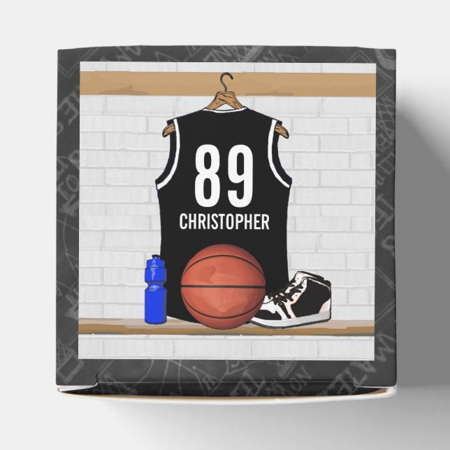 Personalised Black and White Basketball Jersey Favour Box (Top)