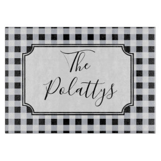 Personalised Black and White Buffalo Check Plaid Cutting Board