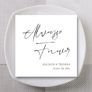 Personalised Black and White Calligraphy Wedding Napkin