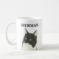 Personalised Black and White Cat Beverage Coaster
