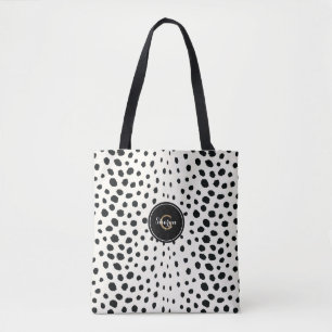Personalised Black And White Cheetah Animal Print Tote Bag