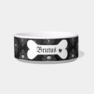 Personalised Black and White Custom Gothic Skull Bowl