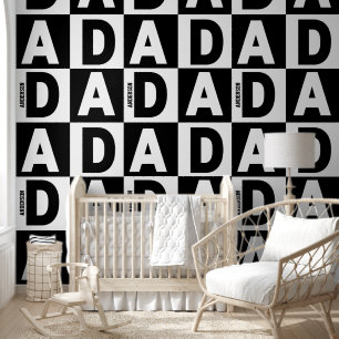 Personalised Black and White Dad Name Pattern Wallpaper
