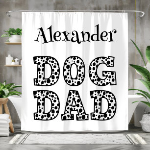 Personalised Black and White Dog Dad  Shower Curtain