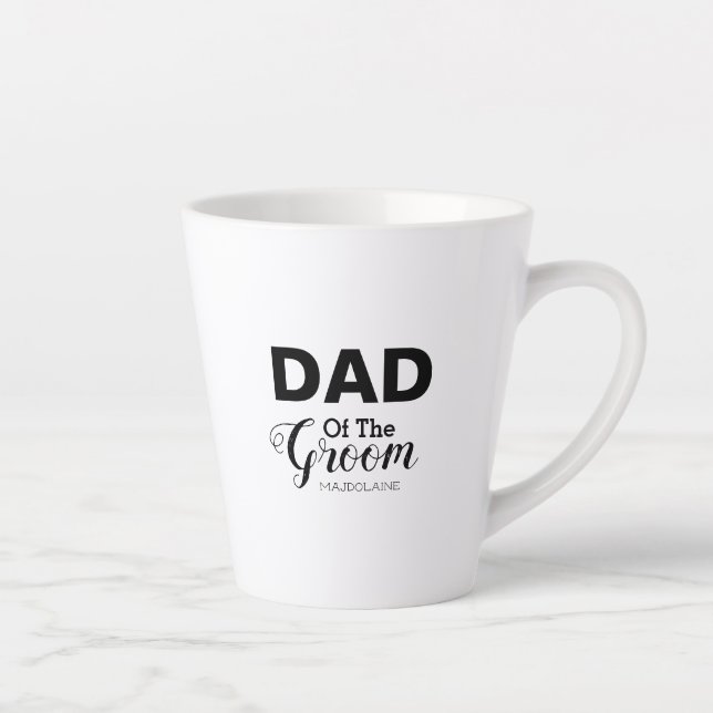 Personalised black and white father of the groom latte mug (Right)