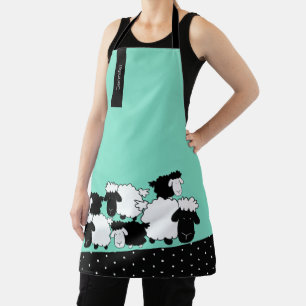 Personalised Black and White Flock of Sheep Apron