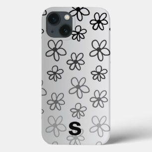 personalised black and white floral phone case