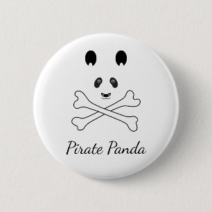 Personalised Black and White Funny Pirate Panda 6 Cm Round Badge