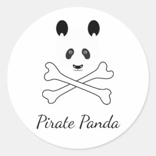 Personalised Black and White Funny Pirate Panda Classic Round Sticker