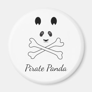 Personalised Black and White Funny Pirate Panda Magnet