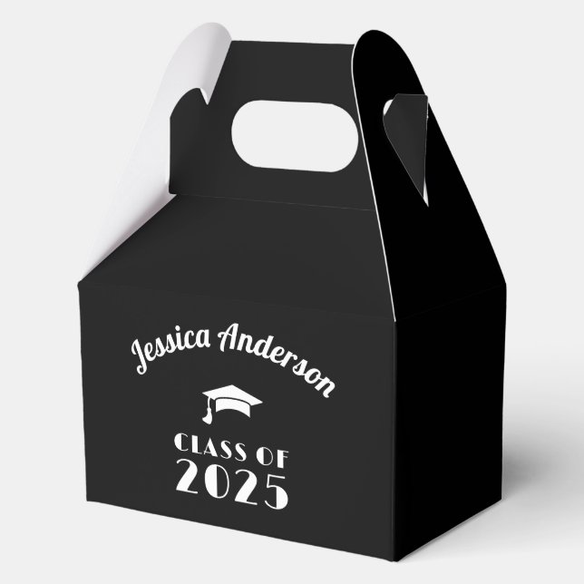 Personalised Black and White Graduation  Favour Box (Back)