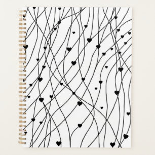 Personalised Black and White Heart Planner