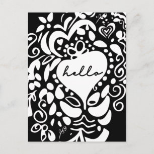 Personalised Black and white Hello Just Because Postcard