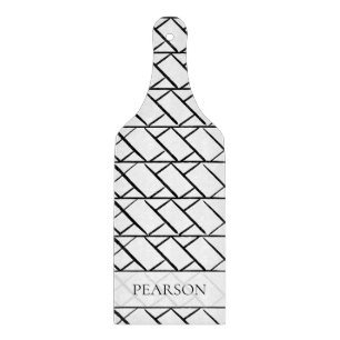 Personalised Black and white herringbone stroke Cutting Board