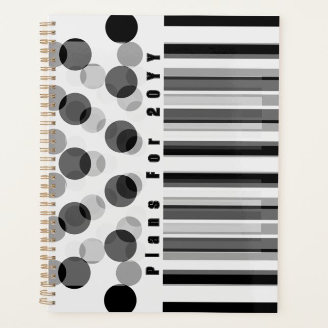 Personalised Black and White Inspired Geometric Planner (Front)