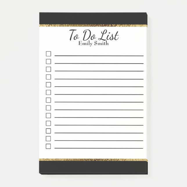 Personalised Black and White Lined To Do List Post-it Notes (Front)