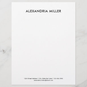 Personalised Black and White Minimalist Letterhead