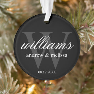Personalised Black and White Monogram Ornament