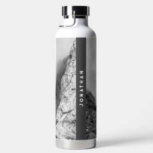 Personalised black and white Mountain adventure Water Bottle