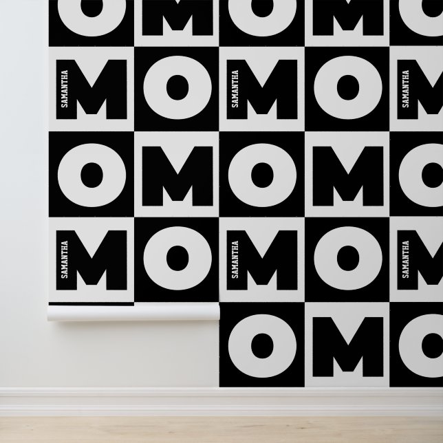 Personalised Black and White Mum Name Pattern Wallpaper (Application)