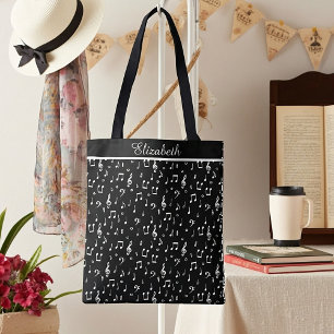 Personalised Black and white musical Tote Bag