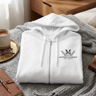 Personalised Black And White Name Monogram Age Hoodie