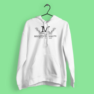 Personalised Black And White Name Monogram Age Hoodie