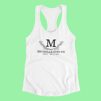 Personalised Black And White Name Monogram Age Singlet