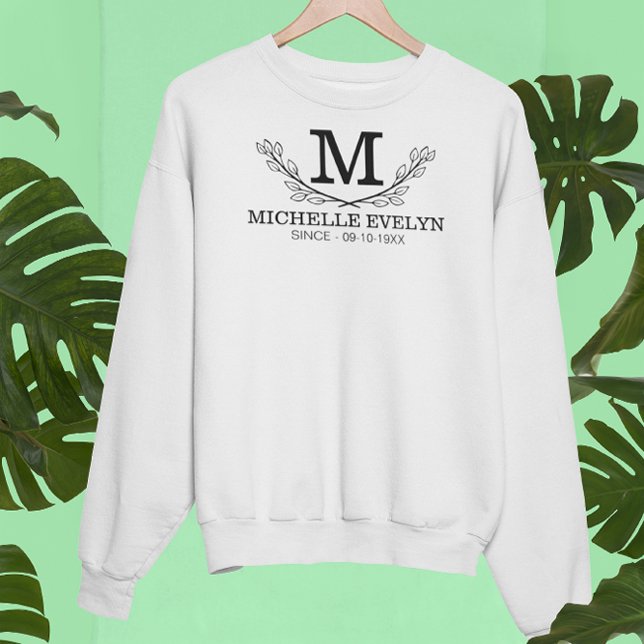 Personalised Black And White Name Monogram Age Sweatshirt (Creator Uploaded)