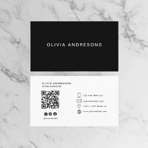 Personalised Black and White & Name Monogram  Business Card