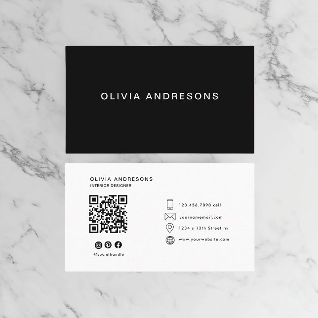 Personalised Black and White & Name Monogram  Business Card (Creator Uploaded)