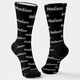 Personalised Black And White Name Pattern  Socks