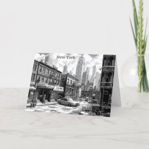 Personalised Black and White New York manhattan Holiday Card