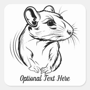 Personalised Black and White Pet Rat Square Sticker