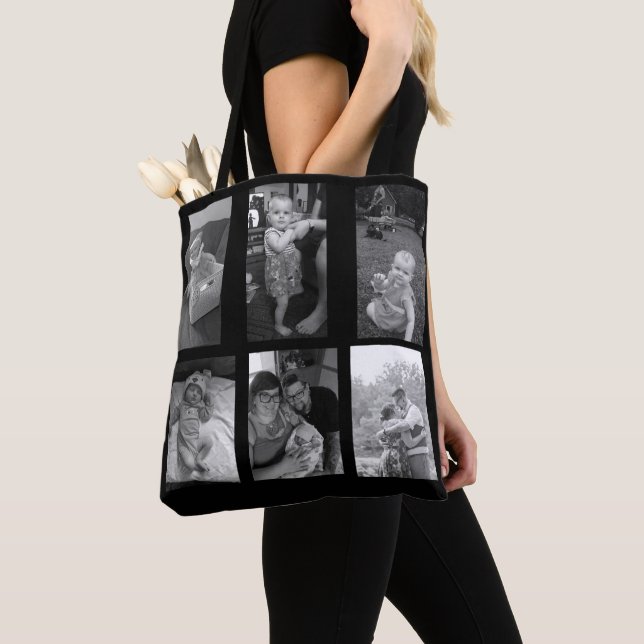 Personalised Black and White Photo Tote Bag (Close Up)