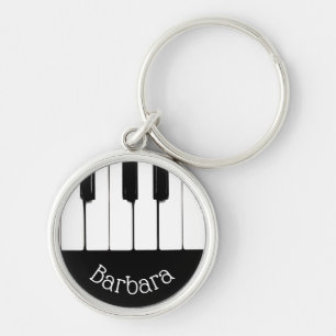 Personalised, Black and White Piano Keys Key Ring