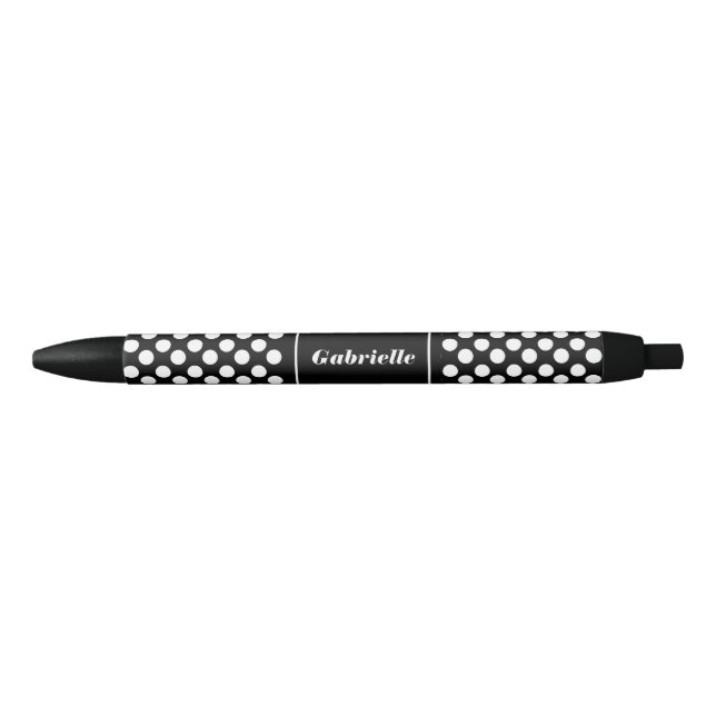 Personalised Black and White Polka Dot Pen (Front)
