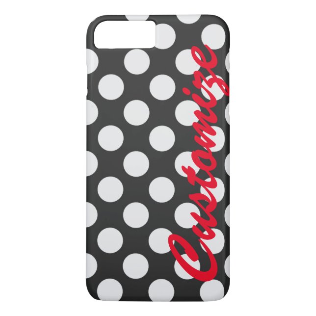 Personalised Black and White Polka Dots Case-Mate iPhone Case (Back)