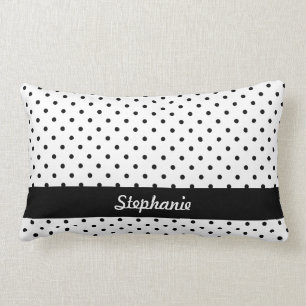 Personalised Black and White Polka Dots Lumbar Cushion
