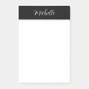 Personalised Black and white Post-it Notes