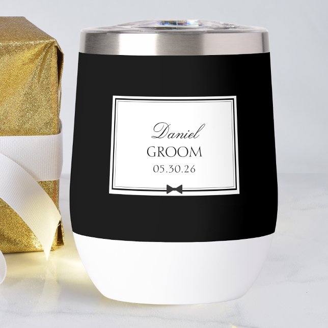 Personalised Black and White Simple Bowtie Groom (Creator Uploaded)