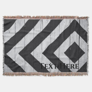 Personalised Black and White Squares on Wood Throw Blanket