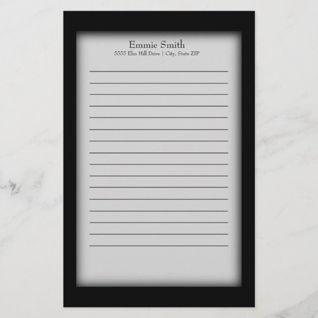 Personalised Black and White Stationery (Front)