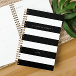 Personalised Black and White Stripe Planner<br><div class="desc">Chic personalised planner features wide black and white stripes with your name or monogram in elegant white lettering. Personalise with the year along the bottom.</div>
