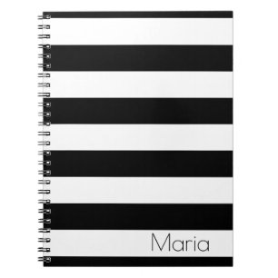 Personalised Black and White Striped Notebook
