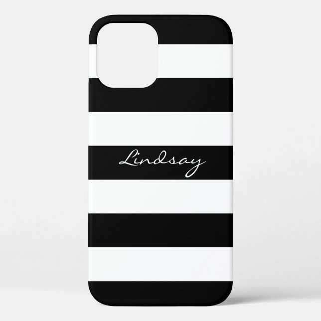 Personalised Black and White Striped Phone Case (Back)