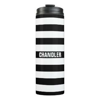 Personalised Black and White Striped Tumbler