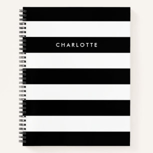 Personalised Black and White Stripes Notebook