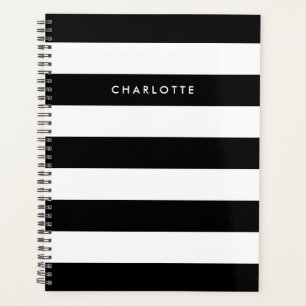 Personalised Black and White Stripes Planner